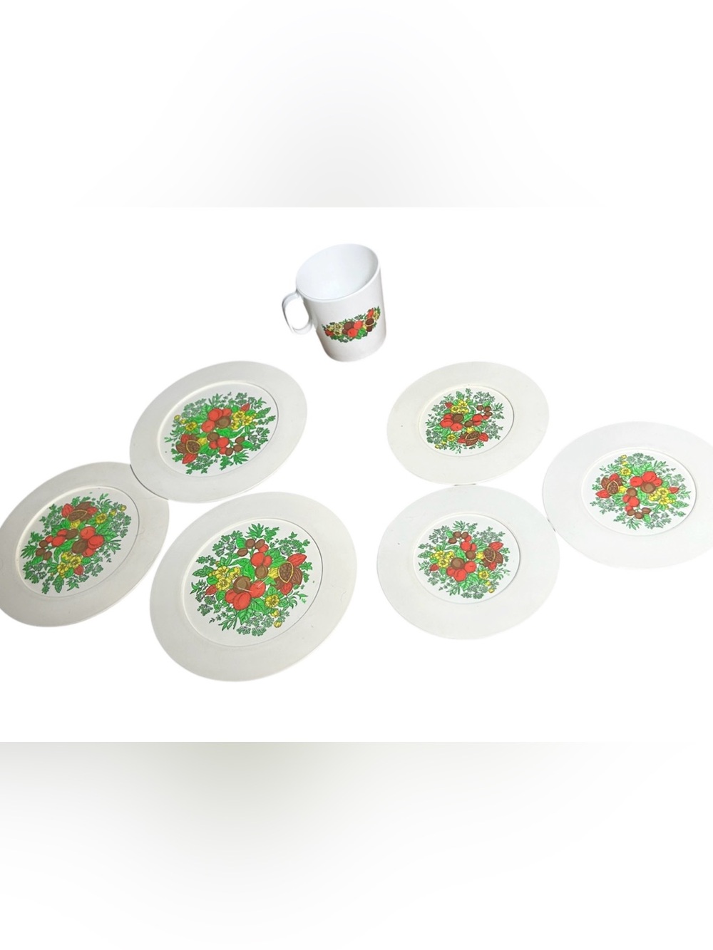Vintage Toy Pyrex Plastic Dishes Spice Of Life (6 plates, 1 cup)